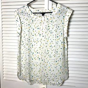Ann Taylor blouse white with multi color polka dots.